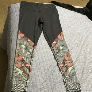 Prana Leggings with Black and Multicolor Geometric Design